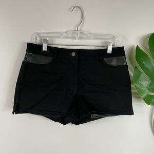 Alexander wang denim leather mixed media shorts